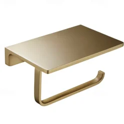 Toilet Paper Holder New Design Bathroom Shelf Contemporary Brass Wall Mounted Brushed Golden 1pc