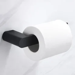 Toilet Paper Holder New Design Stainless Steel Painted Finishes Bathroom Shelf Wall Mounted Matte Black 1pc
