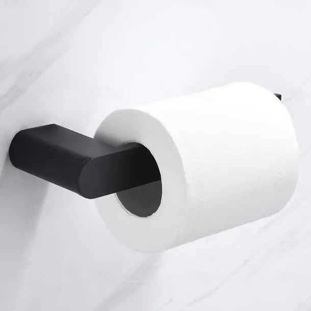 Toilet Paper Holder New Design Stainless Steel Painted Finishes Bathroom Shelf Wall Mounted Matte Black 1pc