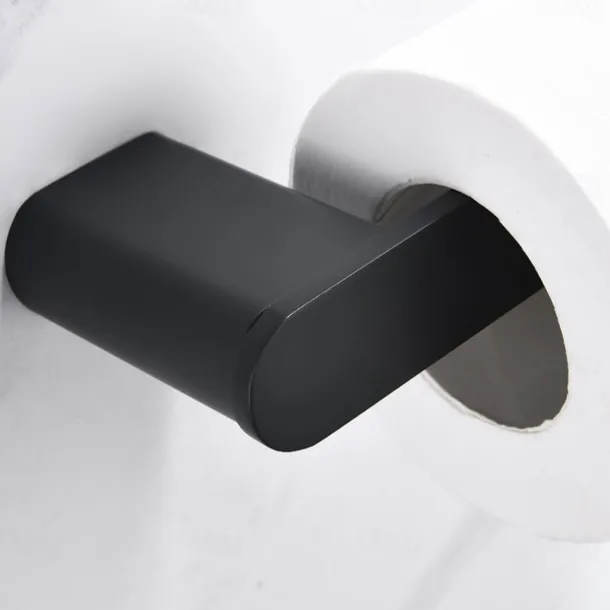Toilet Paper Holder New Design Stainless Steel Painted Finishes Bathroom Shelf Wall Mounted Matte Black 1pc