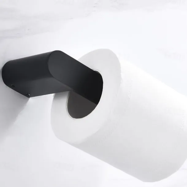 Toilet Paper Holder New Design Stainless Steel Painted Finishes Bathroom Shelf Wall Mounted Matte Black 1pc
