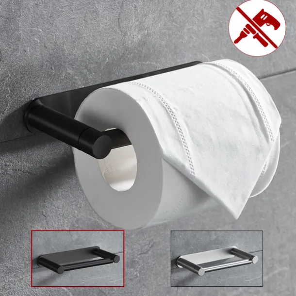 Toilet Paper Holder Self-adhesive Roll Paper Holder Stainless Steel Material Paper Towel Holder Brushed and Painted Finishes