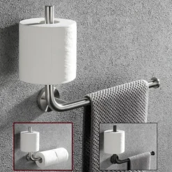 Toilet Paper Holder Vertical Installation Towel Bar Detachable 304 Stainless Steel Brushed Nickel and Matte Black 1pc