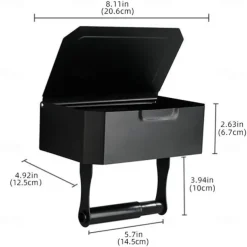 Toilet Paper Holder with Storage and Shelf, Matt Black Bathroom Toilet Paper Holder Wall Mount, Stainless Steel Flushable Wet Wipes Dispenser - Hide Your Wipes from View