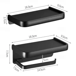 Toilet Paper Holder with Shelf Wall Mounted,Aluminum Toilet Paper Roll Holder, Tissue Roll with Mobile Phone Storage