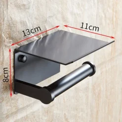 Toilet Paper Holder With Shelf Alumium Alloy Creative Modern Aluminum 1pc Wall Mounted for Mobile Phone Storage Dispenser Stand