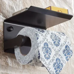 Toilet Paper Holder With Shelf Alumium Alloy Creative Modern Aluminum 1pc Wall Mounted for Mobile Phone Storage Dispenser Stand