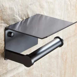 Toilet Paper Holder With Shelf Alumium Alloy Creative Modern Aluminum 1pc Wall Mounted for Mobile Phone Storage Dispenser Stand