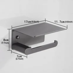 Toilet Paper Holder with Shelf Wall Mounted,Aluminum Toilet Paper Roll Holder, Tissue Roll with Mobile Phone Storage