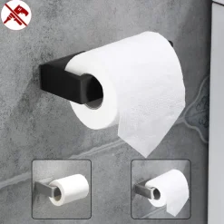Toilet Paper Holder,SUS304 Self Adhesive Wall Mounted Toilet Roll Holder,Stainless Steeln Bathroom Tissue Holders(Black/Chrome/Golden/Brushed Nickel)
