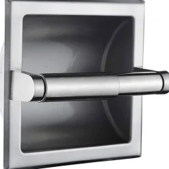 Toilet Paper Wall Mounted Holder Mounting Bracket with Black Recessed Toilet Paper Holder for Bathroom, Kitchen, Garage