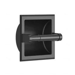 Toilet Paper Wall Mounted Holder Mounting Bracket with Black Recessed Toilet Paper Holder for Bathroom, Kitchen, Garage