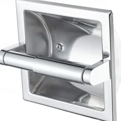 Toilet Paper Wall Mounted Holder Mounting Bracket with Black Recessed Toilet Paper Holder for Bathroom, Kitchen, Garage