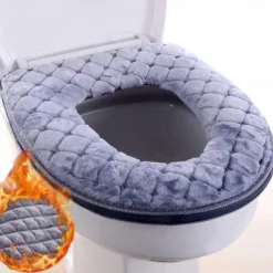 Toilet Seat Cover Cushion Universal Plush Toilet Seat Cover Warm Toilet Seat Cover Cute Knitting Handle Toilet Seat Cover