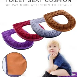 Toilet Seat Cover Cushion Universal Plush Toilet Seat Cover Warm Toilet Seat Cover Cute Knitting Handle Toilet Seat Cover