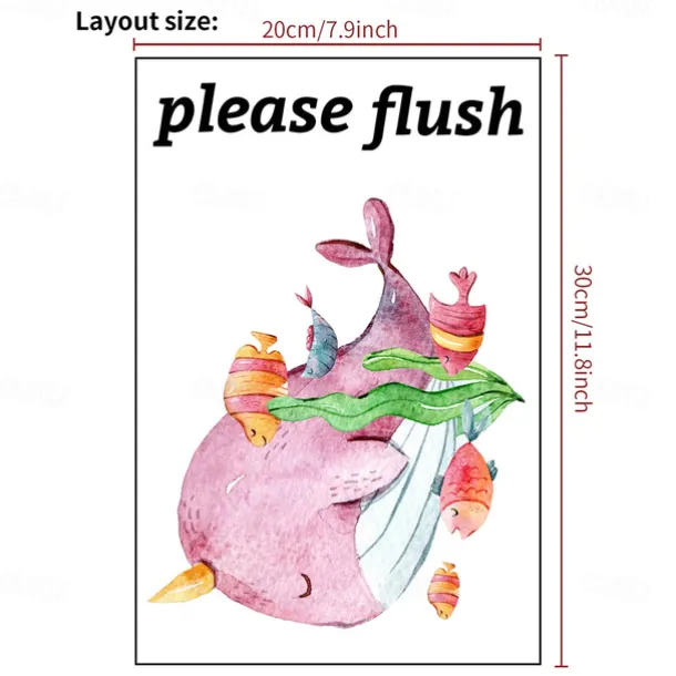 Toilet Sticker, Please Rinse, Funny Cartoon Turtle Pattern Self-Adhesive Wall Stickers, Bathroom Home Decoration Stickers, Removable Stickers