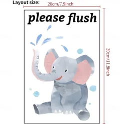 Toilet Sticker, Please Rinse, Funny Cartoon Turtle Pattern Self-Adhesive Wall Stickers, Bathroom Home Decoration Stickers, Removable Stickers