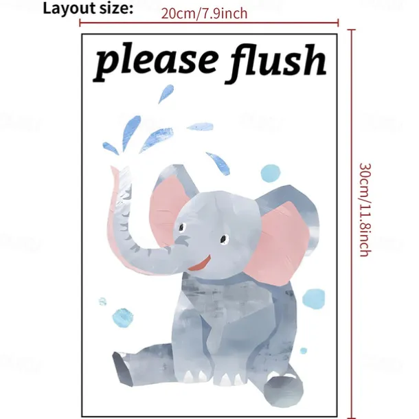 Toilet Sticker, Please Rinse, Funny Cartoon Turtle Pattern Self-Adhesive Wall Stickers, Bathroom Home Decoration Stickers, Removable Stickers