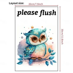 Toilet Sticker, Please Rinse, Funny Cartoon Turtle Pattern Self-Adhesive Wall Stickers, Bathroom Home Decoration Stickers, Removable Stickers