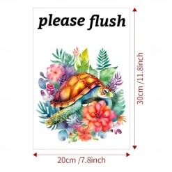 Toilet Sticker, Please Rinse, Funny Cartoon Turtle Pattern Self-Adhesive Wall Stickers, Bathroom Home Decoration Stickers, Removable Stickers