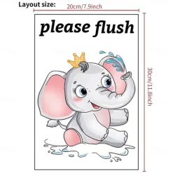 Toilet Sticker, Please Rinse, Funny Cartoon Turtle Pattern Self-Adhesive Wall Stickers, Bathroom Home Decoration Stickers, Removable Stickers