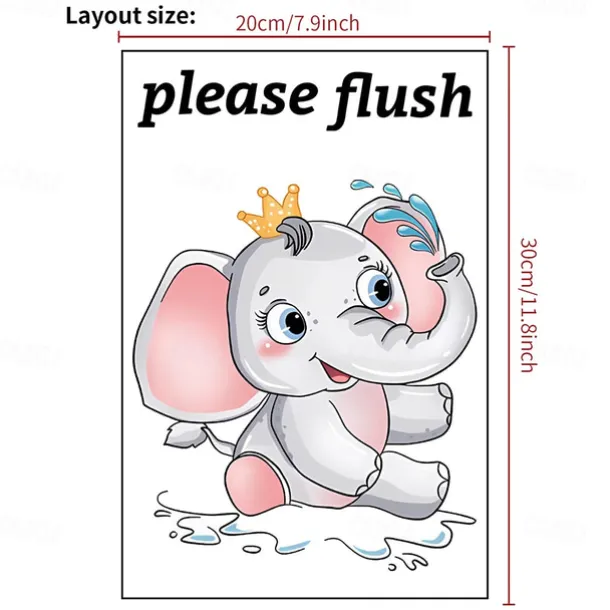 Toilet Sticker, Please Rinse, Funny Cartoon Turtle Pattern Self-Adhesive Wall Stickers, Bathroom Home Decoration Stickers, Removable Stickers