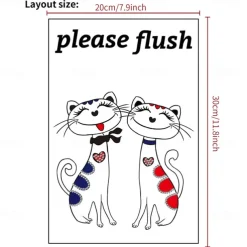 Toilet Sticker, Please Rinse, Funny Cartoon Turtle Pattern Self-Adhesive Wall Stickers, Bathroom Home Decoration Stickers, Removable Stickers