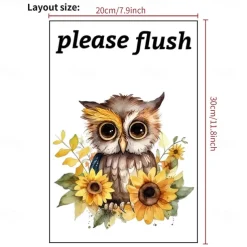 Toilet Sticker, Please Rinse, Funny Cartoon Turtle Pattern Self-Adhesive Wall Stickers, Bathroom Home Decoration Stickers, Removable Stickers