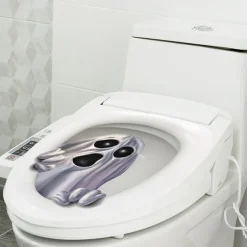 Toilet Stickers Funny Decorations Scary Toilet Cover Decoration 3D Horror Pattern DIY Bathroom Home Decor Skeleton Pumpkin Witch