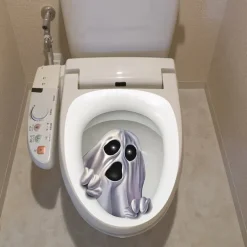 Toilet Stickers Funny Decorations Scary Toilet Cover Decoration 3D Horror Pattern DIY Bathroom Home Decor Skeleton Pumpkin Witch