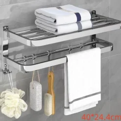 Toilet Storage Rack Non Perforated Stainless Steel Towel Rack Bathroom Towel Rack Hotel Bathroom Hardware Pendant 304 Thick Version