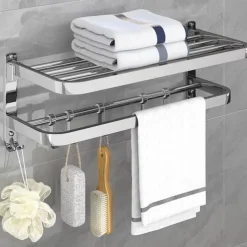 Toilet Storage Rack Non Perforated Stainless Steel Towel Rack Bathroom Towel Rack Hotel Bathroom Hardware Pendant 304 Thick Version