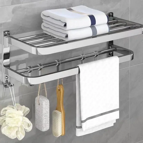 Toilet Storage Rack Non Perforated Stainless Steel Towel Rack Bathroom Towel Rack Hotel Bathroom Hardware Pendant 304 Thick Version