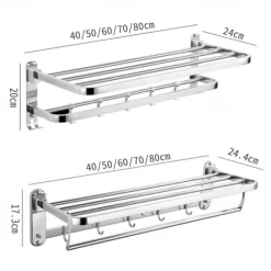 Toilet Storage Rack Non Perforated Stainless Steel Towel Rack Bathroom Towel Rack Hotel Bathroom Hardware Pendant 304 Thick Version
