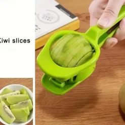 Tomato Slicer Holder, Lemon Cutter, Round Fruits Vegetable Cutting Tools, Handheld Multi Purpose Tongs, Kitchen Gadget (Green)