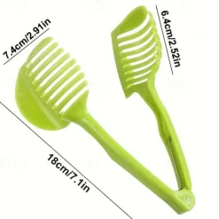 Tomato Slicer Holder, Lemon Cutter, Round Fruits Vegetable Cutting Tools, Handheld Multi Purpose Tongs, Kitchen Gadget (Green)