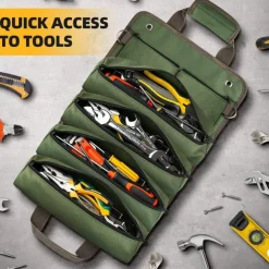 Tool Bag Tool Roll Organizer Roll Up Tool Bag With Detachable Pouches, Heavy Duty Tool Organizers With 6 Tool Pouches - Tool Roll Pouch For Mechanic, Electrician Hobbyist