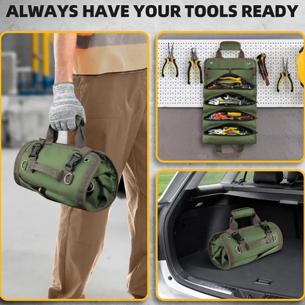 Tool Bag Tool Roll Organizer Roll Up Tool Bag With Detachable Pouches, Heavy Duty Tool Organizers With 6 Tool Pouches - Tool Roll Pouch For Mechanic, Electrician Hobbyist