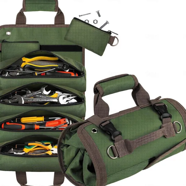 Tool Bag Tool Roll Organizer Roll Up Tool Bag With Detachable Pouches, Heavy Duty Tool Organizers With 6 Tool Pouches - Tool Roll Pouch For Mechanic, Electrician Hobbyist