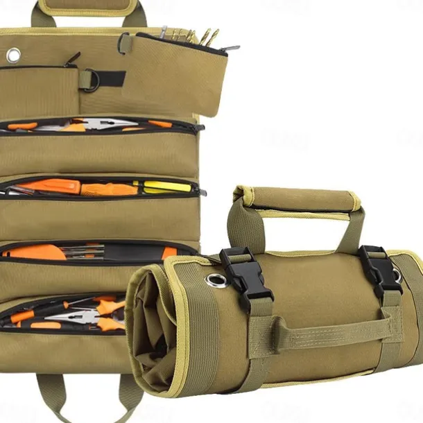 Tool Bag Tool Roll Organizer Roll Up Tool Bag With Detachable Pouches, Heavy Duty Tool Organizers With 6 Tool Pouches - Tool Roll Pouch For Mechanic, Electrician Hobbyist