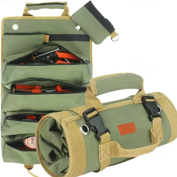 Tool Bag Tool Roll Organizer Roll Up Tool Bag With Detachable Pouches, Heavy Duty Tool Organizers With 6 Tool Pouches - Tool Roll Pouch For Mechanic, Electrician Hobbyist