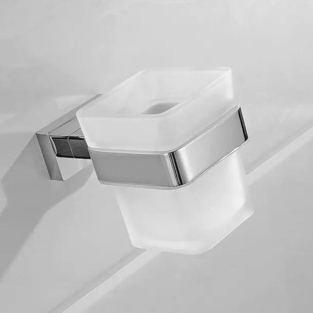 Toothbrush Holder & Tooth Glass Sets Wall Mounted Stainless Steel for Bathroom
