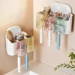Toothbrush Holders Suction Cup for Bathrooms, Wall Mounted Toothbrush Holder with 2/3/4 Large Storage Slot Tooth Brush Holder