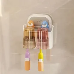 Toothbrush Holders Suction Cup for Bathrooms, Wall Mounted Toothbrush Holder with 2/3/4 Large Storage Slot Tooth Brush Holder