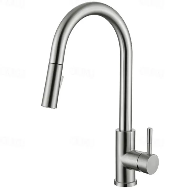 Touchless Sensor Kitchen Sink Faucet Stainless Steel with Pull Out Sprayer, Touch On Single Handle Kitchen Vessel Tap with Pull Down 2 Modes Spray Fingerprint Resistant Brushed Nickel Deck Mounted