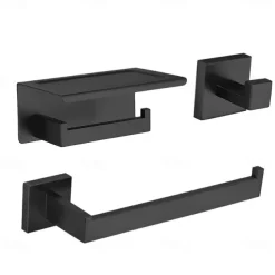 Towel Bar / Toilet Paper Holder / Robe Hook New Design / Creative / Multifunction Contemporary / Modern Stainless Steel / Low-carbon Steel / Metal 3pcs - Bathroom Wall Mounted