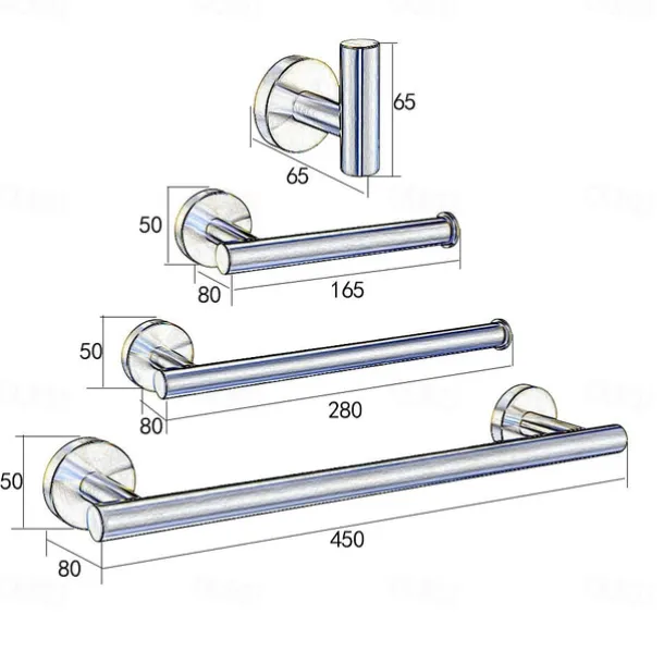 Towel Bar / Toilet Paper Holder / Robe Hook New Design / Creative Contemporary / Modern Stainless Steel / Low-carbon Steel / Metal 4pcs - Bathroom 1-Towel Bar / towel ring Wall Mounted