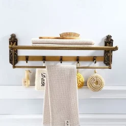 Towel Bar Foldable / Multilayer Antique Aluminum 1pc - Hotel bath Wall Mounted