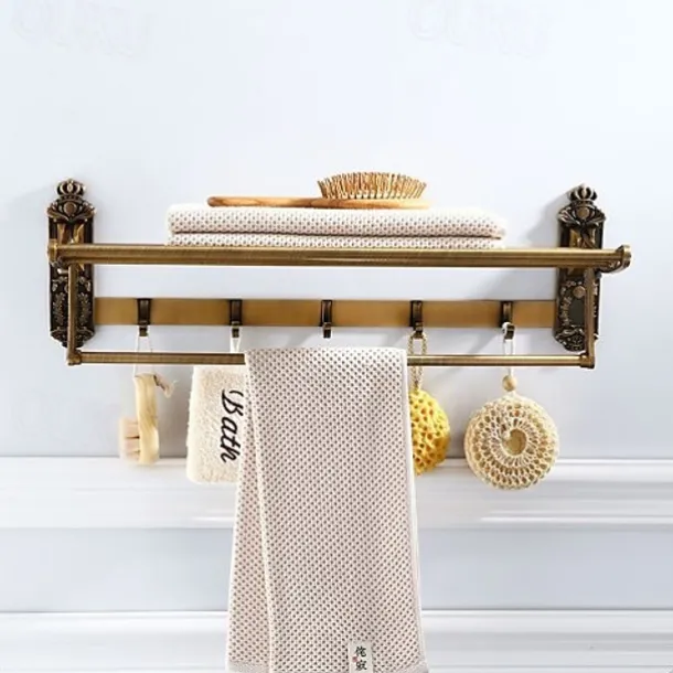 Towel Bar Foldable / Multilayer Antique Aluminum 1pc - Hotel bath Wall Mounted