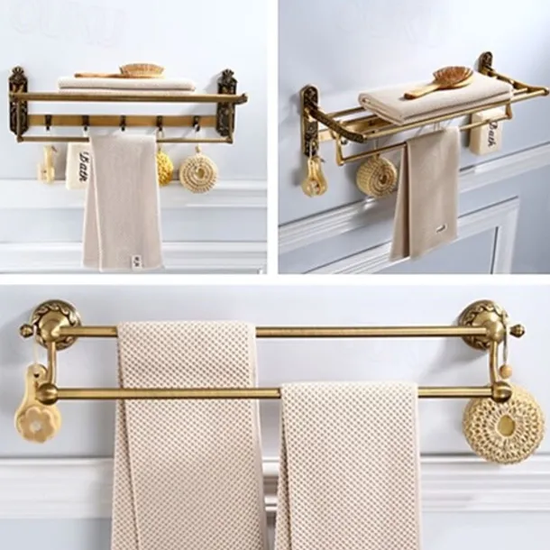 Towel Bar Foldable / Multilayer Antique Aluminum 1pc - Hotel bath Wall Mounted